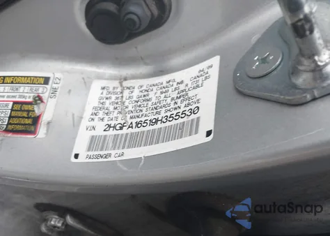 2009 Honda Civic Lx z USA, uszkodzony, nr VIN 2HGFA16519H355530